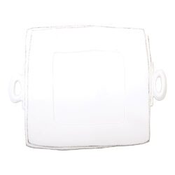 Vietri Lastra White Square Platter with Handles